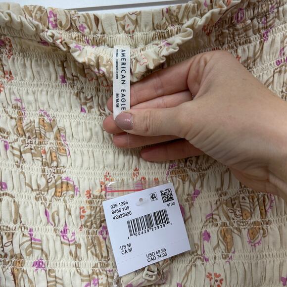 NEW AE American Eagle Boho Smocked Drop Waisted Bella Strapless Jumpsuit Medium - Picture 6 of 6